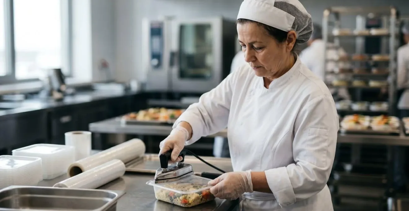 Préparation de repas certifiés dans une cuisine aéroportuaire spécialisée