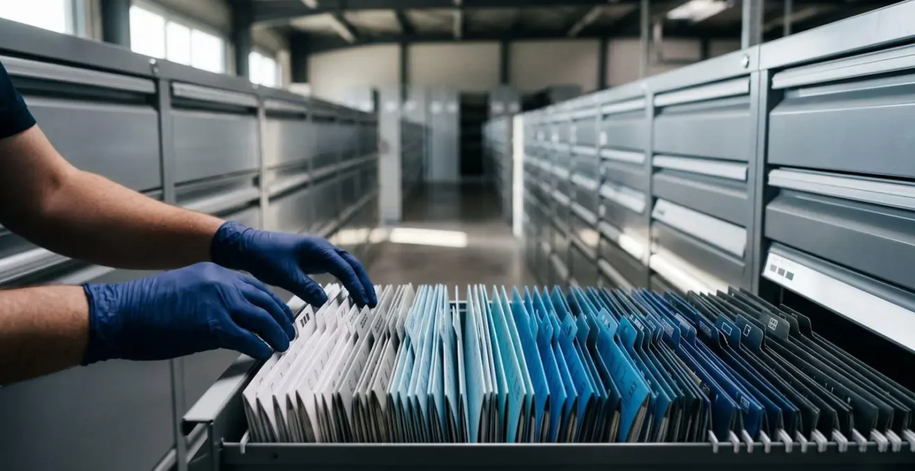 Archives de maintenance aéronautique organisées dans un centre de documentation moderne